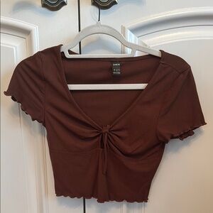 Shein Women's Brown Ribbed Top
